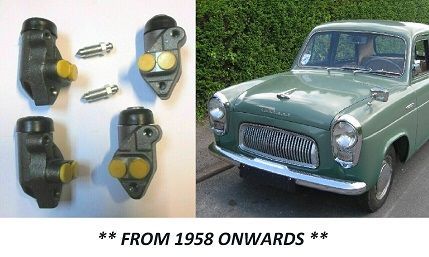 FRONT BRAKE WHEEL CYLINDERS x4 (Ford 100e) (Anglia, Prefect & Popular) (From 1958- 62)  