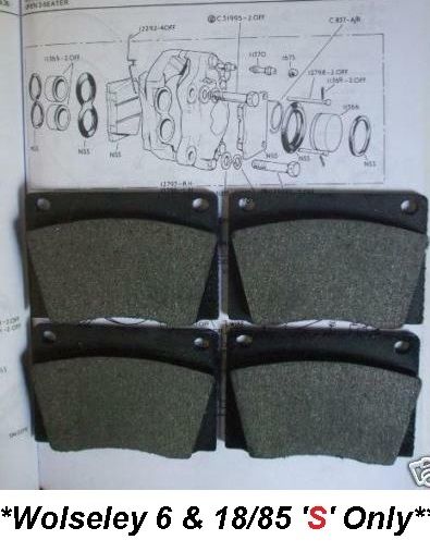 FRONT BRAKE PADS SET (Wolseley 18/85 'S' & Wolseley 6) (1968- 75) 