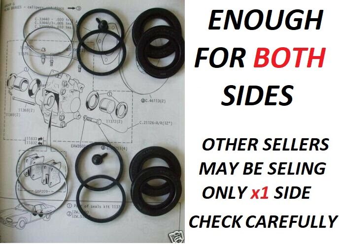 REAR BRAKE CALIPER REPAIR SEALS KITS x2 (Jaguar XJS) (1975- 93)