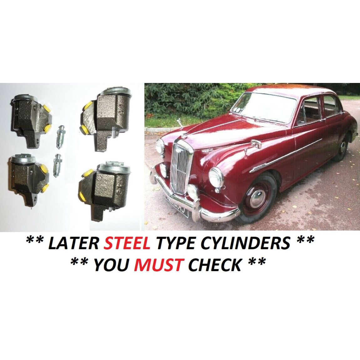 FRONT BRAKE WHEEL CYLINDERS x4 (Wolseley 4/44) (**Late Type**) (From Aprox 55- 1956)  