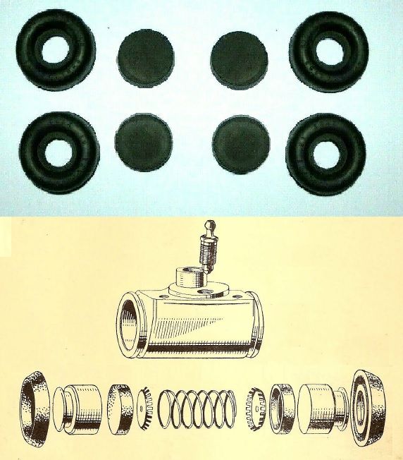 REAR BRAKE WHEEL CYLINDER SEALS REPAIR KIT x2 (Morris 14/6) (Ser.2, 3) (From 1936- 39) 