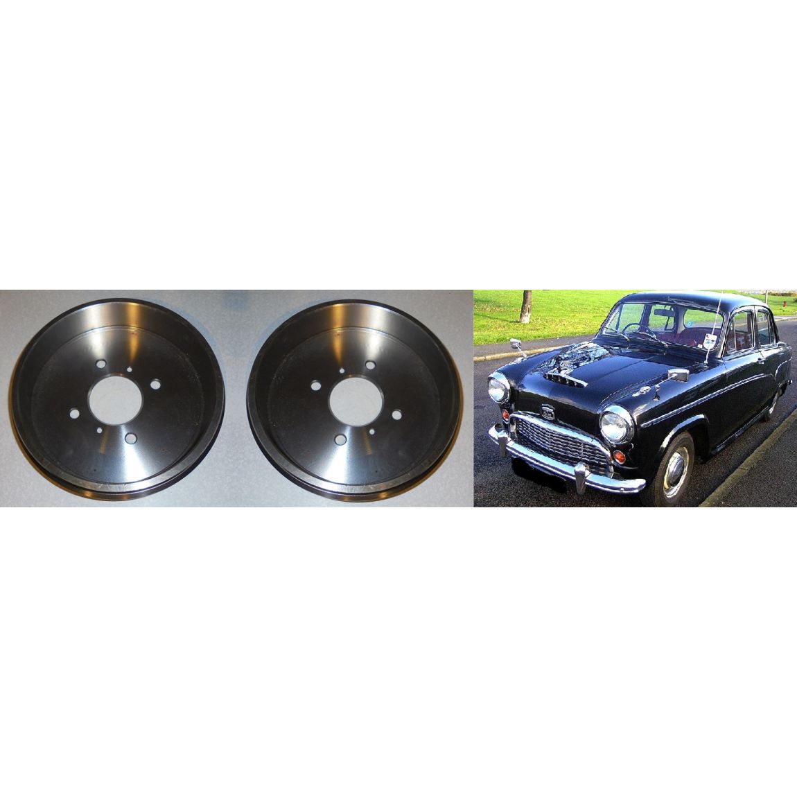 BRAKE DRUMS FRONT x2 (Austin A40 Cambridge) (** From 1954- 56 **)