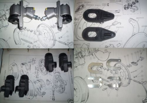 FRONT & REAR BRAKE WHEEL CYLINDERS with FITTING CLIPS & GAITERS (Ford Anglia 105e) (1959- 68)