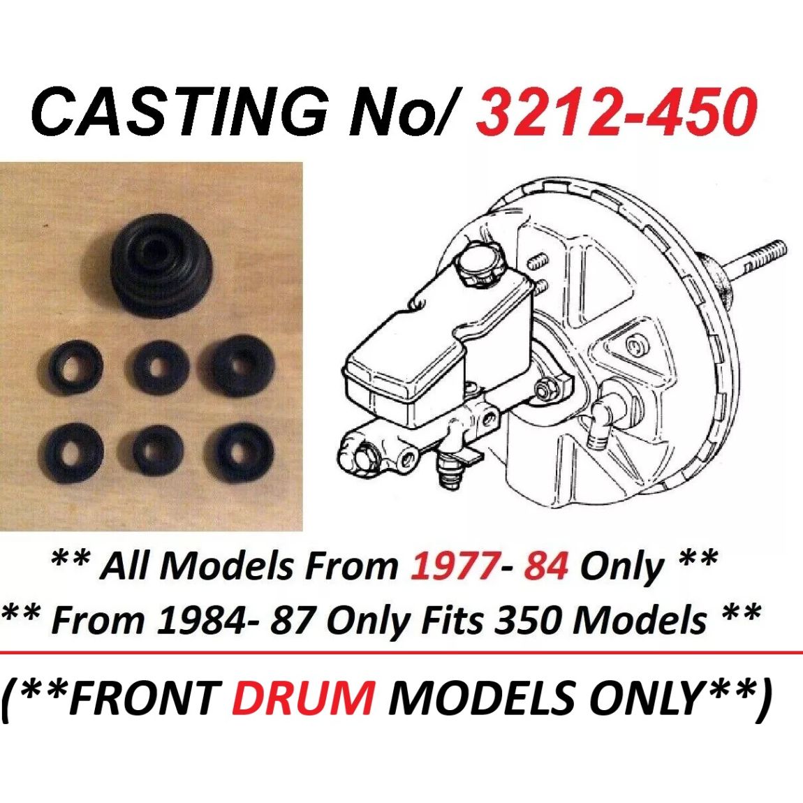 BRAKE MASTER CYLINDER REPAIR SEALS KIT (Bedford CF Van) (**Front Drums**) (**From 1977- 87**)  