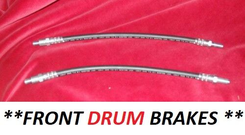 FRONT BRAKE HOSES x2 (Ford Cortina Mk1) (With Drum Brakes)