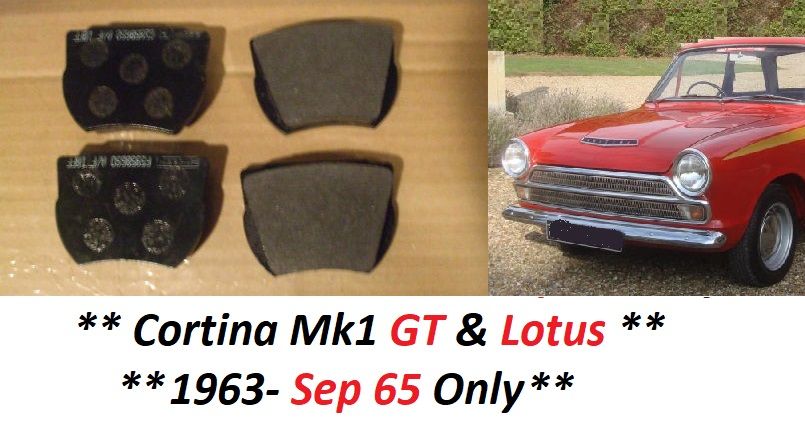 FRONT BRAKE PADS SET (Ford Cortina Mk1) (GT & Lotus) (**1963- Aug 65 Only**)  