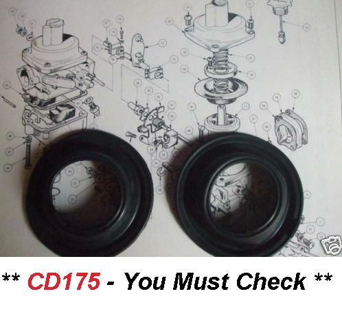 CARB DIAPHRAMS x2 (Jensen Healey) (** CD175 Stromberg **) (1972- 76) 