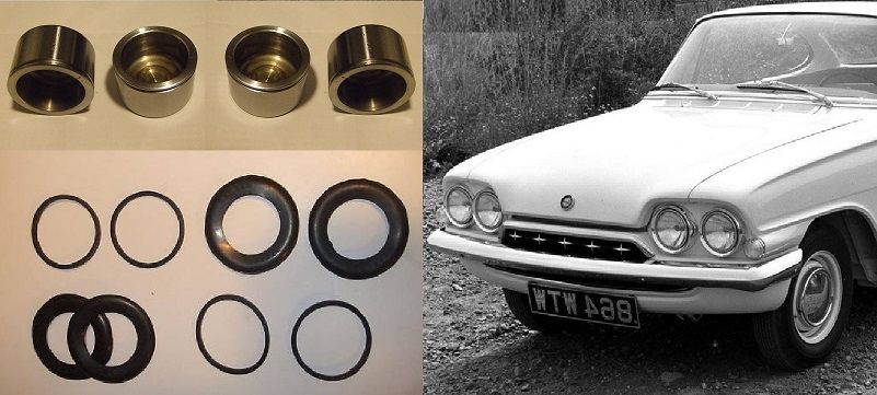 (x4) FRONT BRAKE CALIPER PISTONS & SEALS (Ford Consul Capri Classic) (109e & 116e) (1961- 64)  