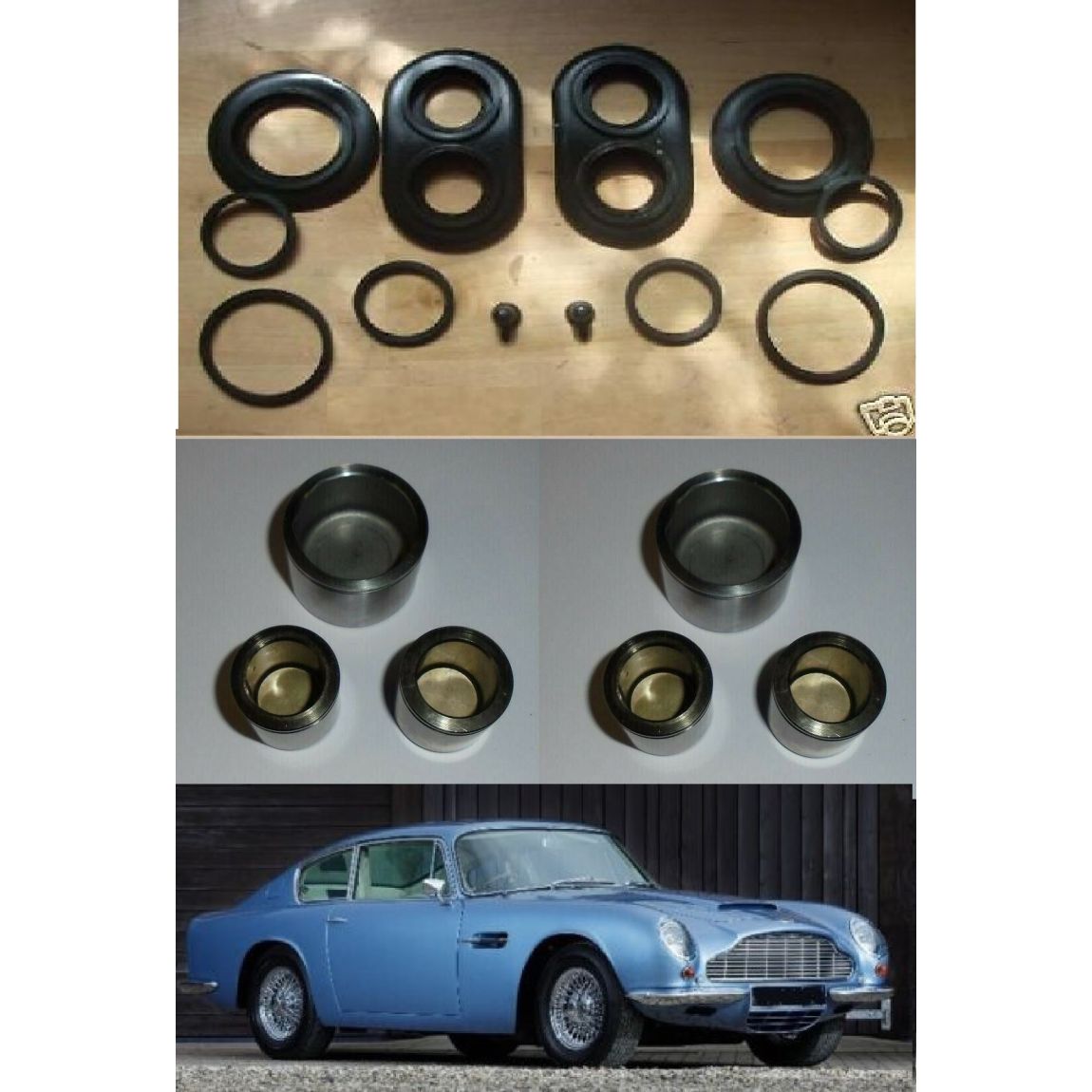REAR BRAKE CALIPER PISTONS & SEALS x6 (Aston Martin DB5 DB6 DBS V8 & Volante V8) (1963- 77) 