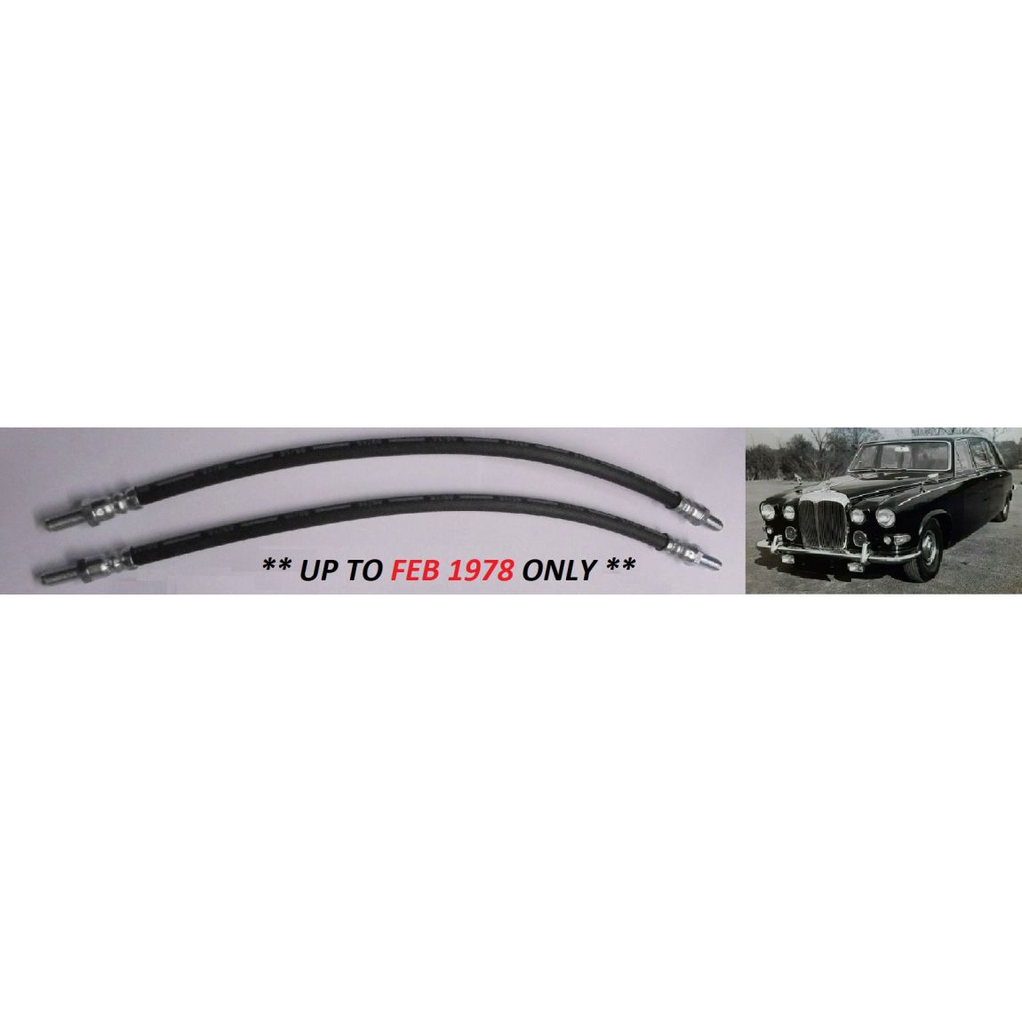 FRONT BRAKE HOSES x2 (Daimler DS420 Limo) (** 1968- Feb 78 Only **) 