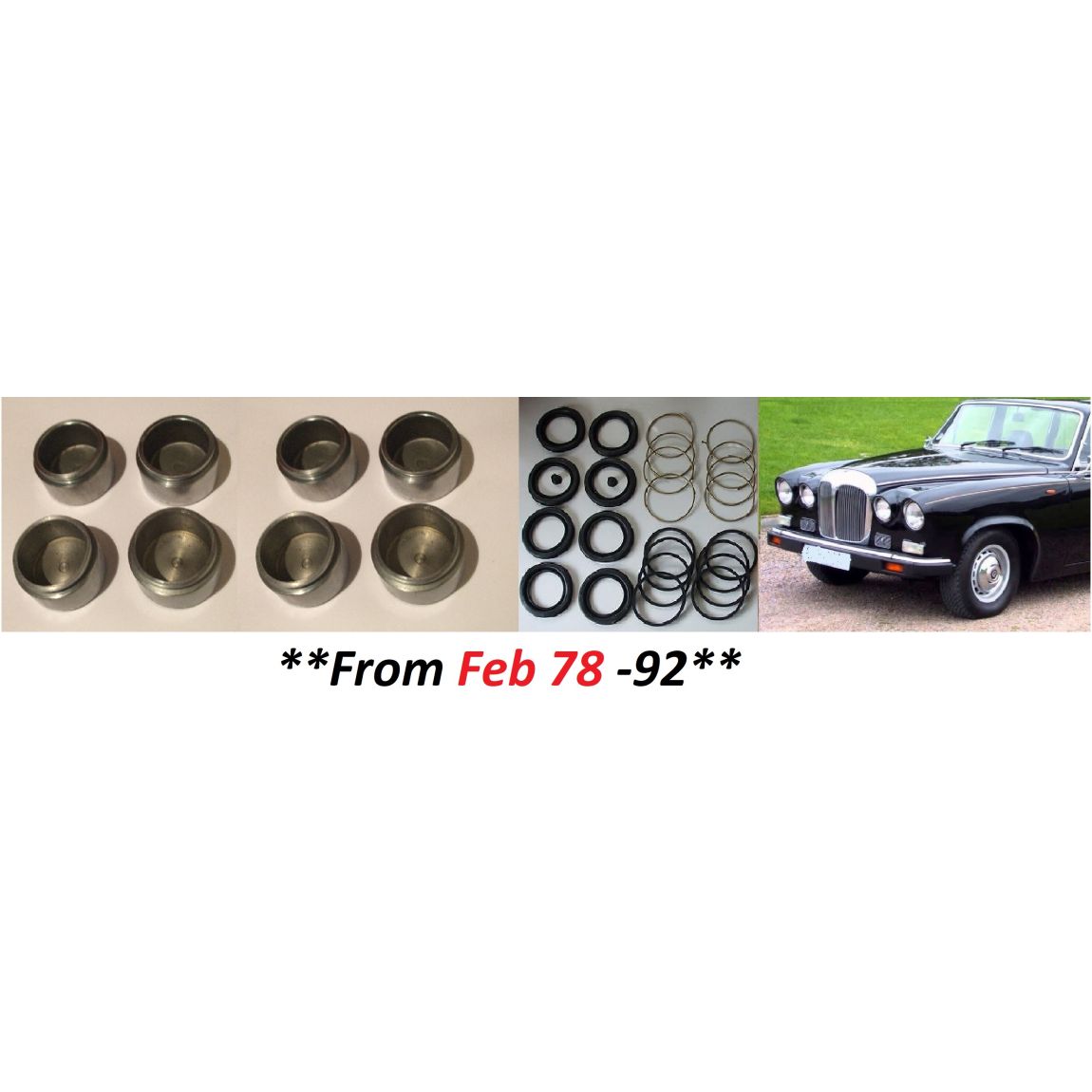 FRONT BRAKE CALIPER PISTONS & SEALS (Daimler DS420 Limo) (**From Feb 78- 92**) 