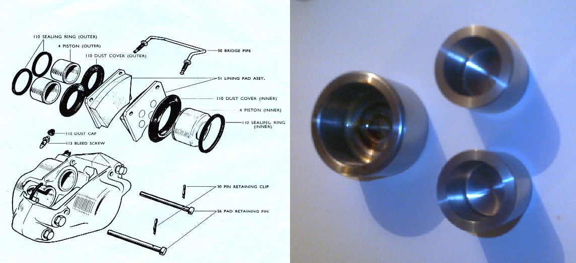 REAR BRAKE CALIPER PISTONS x3 (Maserati 3500GT & 5000GT) (1961- 65) 
