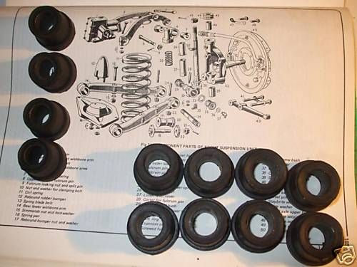 FRONT SUSPENSION WISHBONE BUSHES x12 (Austin A40 Cambridge) (1954- 57) 