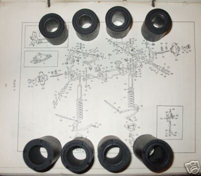 FRONT SUSPENSION WISHBONE BUSH SET x8 (Daimler V8 250 Saloon) (1962- 69) 