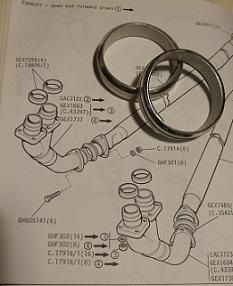 EXHAUST DOWNPIPE GASKETS x2 (Jaguar XJS) (3.6 & 4.0 & 5.3) (1975- ) 