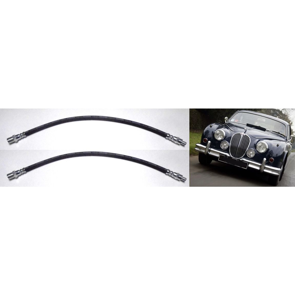 FRONT BRAKE HOSES x2 (Jaguar Mk1 Saloon) (2.4 & 3.4) (**Drum Brakes **) (1955- 58) 