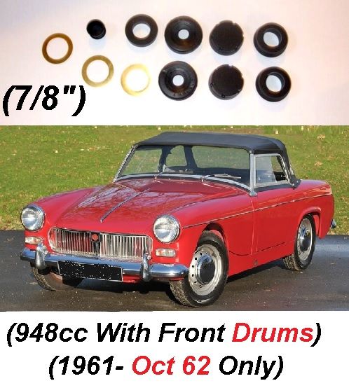 CLUTCH / BRAKE MASTER CYLINDER REPAIR SEALS KIT (MG Midget Mk1 Early) (948cc) (Drum/Drum) (**1961- Oct 62 Only**) 