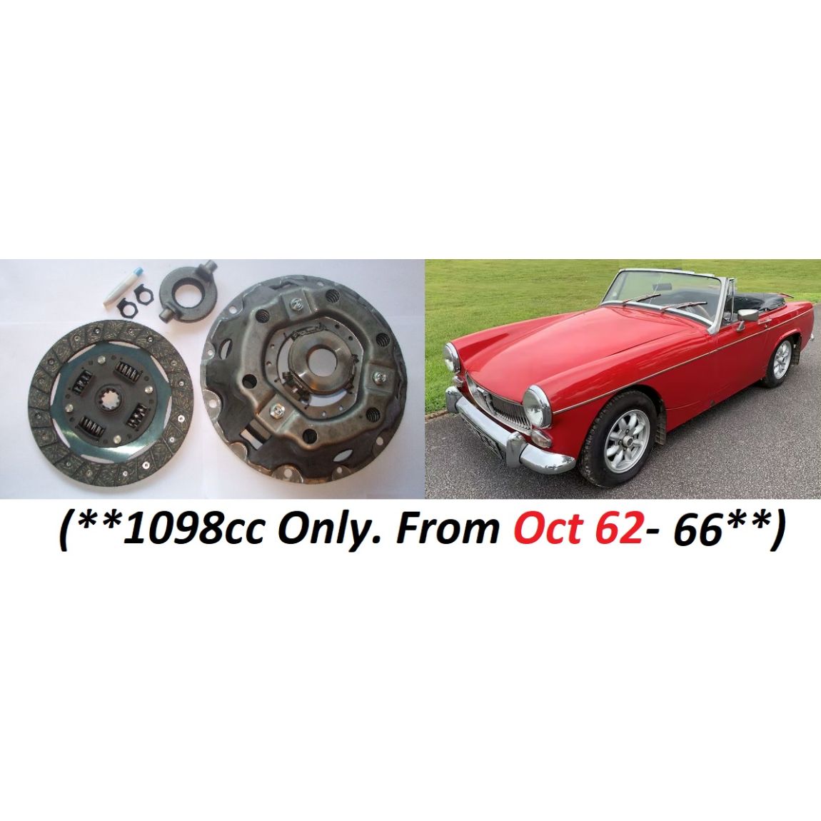CLUTCH KIT (MG Midget) (Mk1 Late & Mk2) (**1098cc Only**) (**From Oct 62- 66**) 