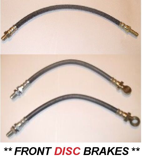 FRONT & REAR BRAKE HOSES x3 (MG Midget) (** Front Discs **) ( From Oct 62- 79) 