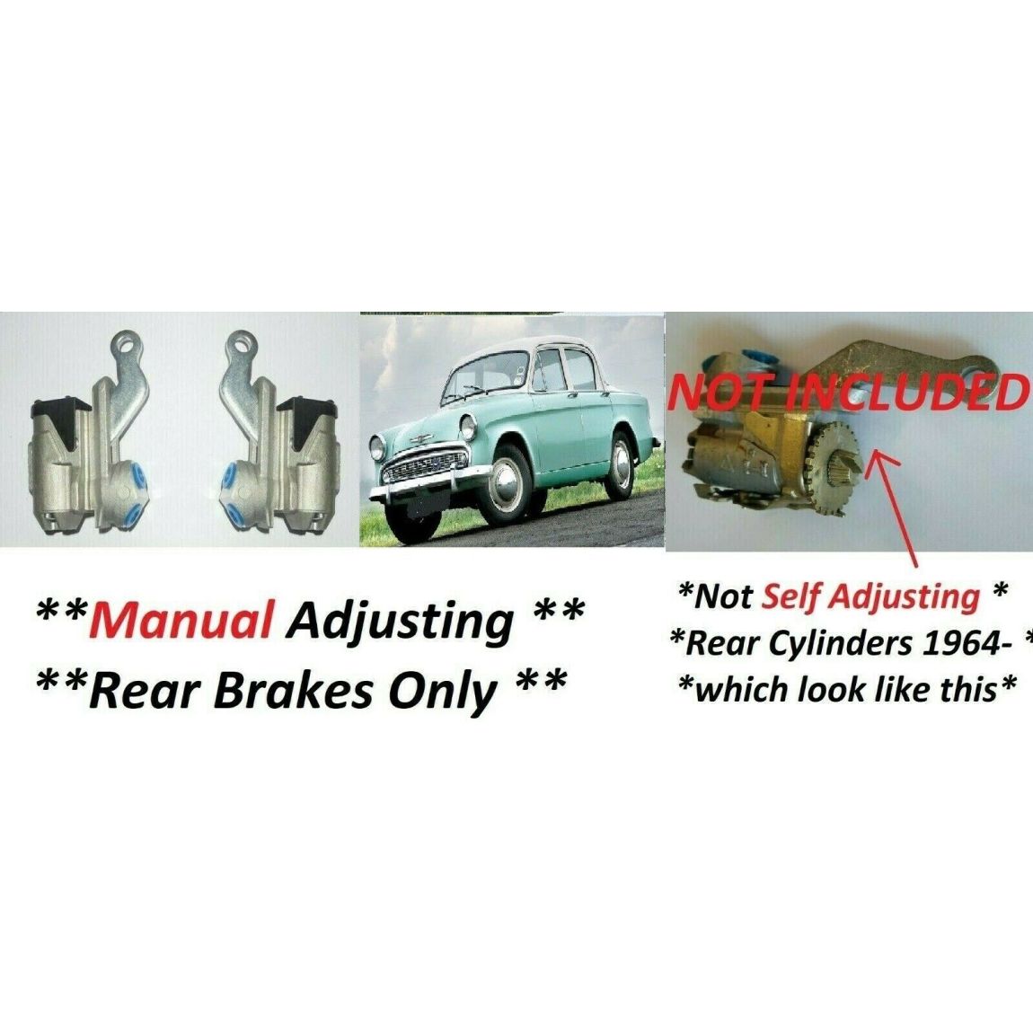 REAR BRAKE WHEEL CYLINDERS x2 (Hillman Minx) (Ser.1,2,3,3a,3b,3c,5 Early) (1956- 64 Only)  