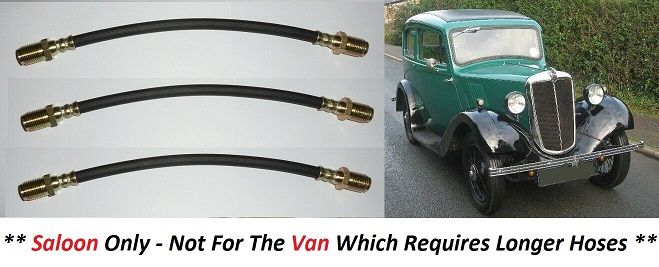 FRONT & REAR BRAKE HOSES x3 (Morris 8) (Ser.1&2) (1935- 38) 