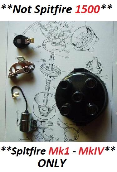 DISTRIBUTOR CAP POINTS ROTOR ARM CONDENSER (Triumph Spitfire Mk1, Mk2, Mk3 & Mk4) (**1962- 74 Only**)  