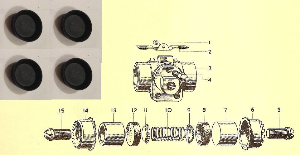 REAR BRAKE WHEEL CYLINDER REPAIR SEALS KITS x4 (Bedford CA Van) (15/16") (**1952- 1961 Only**) 