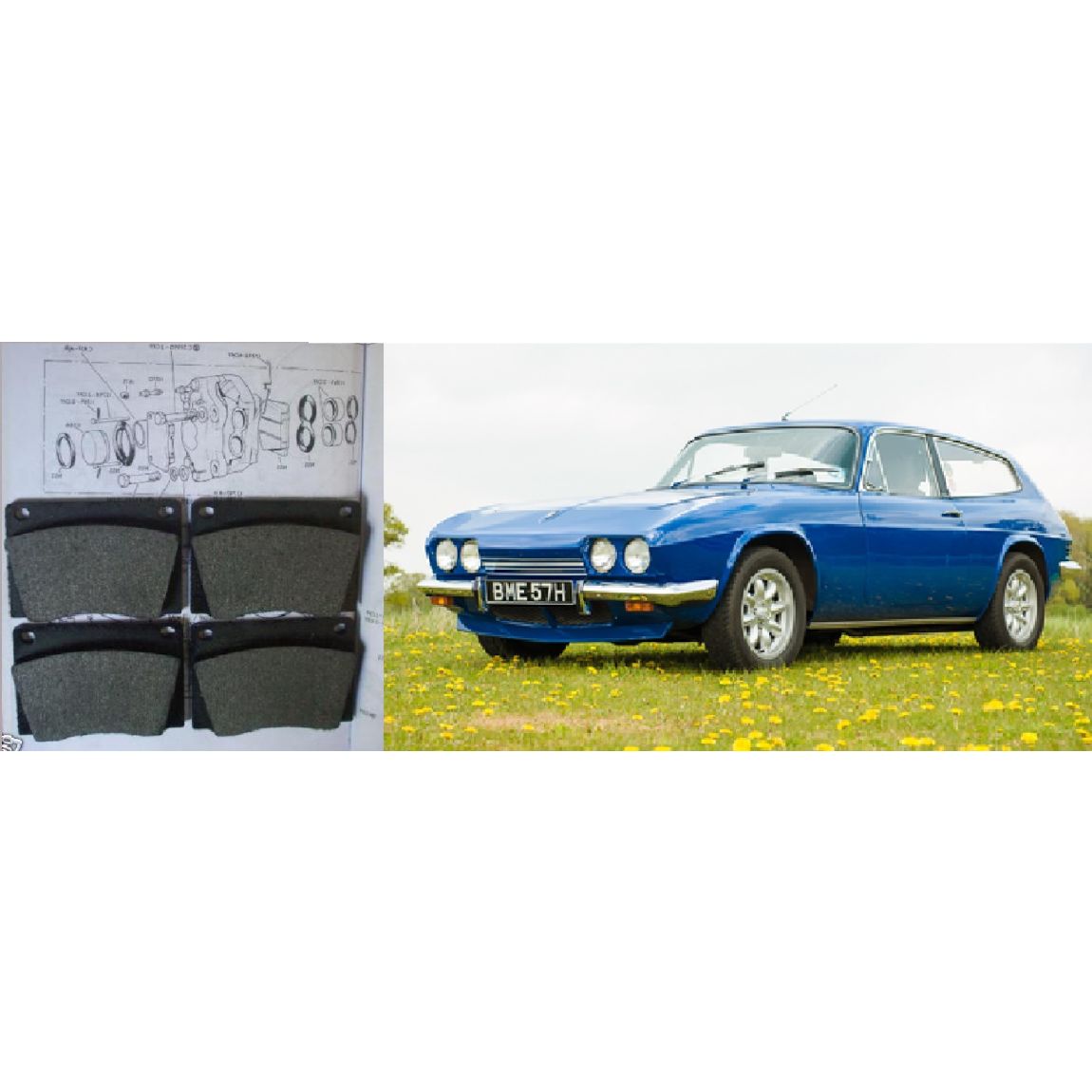 FRONT BRAKE PADS SET (Reliant Scimitar) (SE4a, SE4b, SE4c, SE5, SE5a, SE6) (** Sep 66- 76 Only **)   