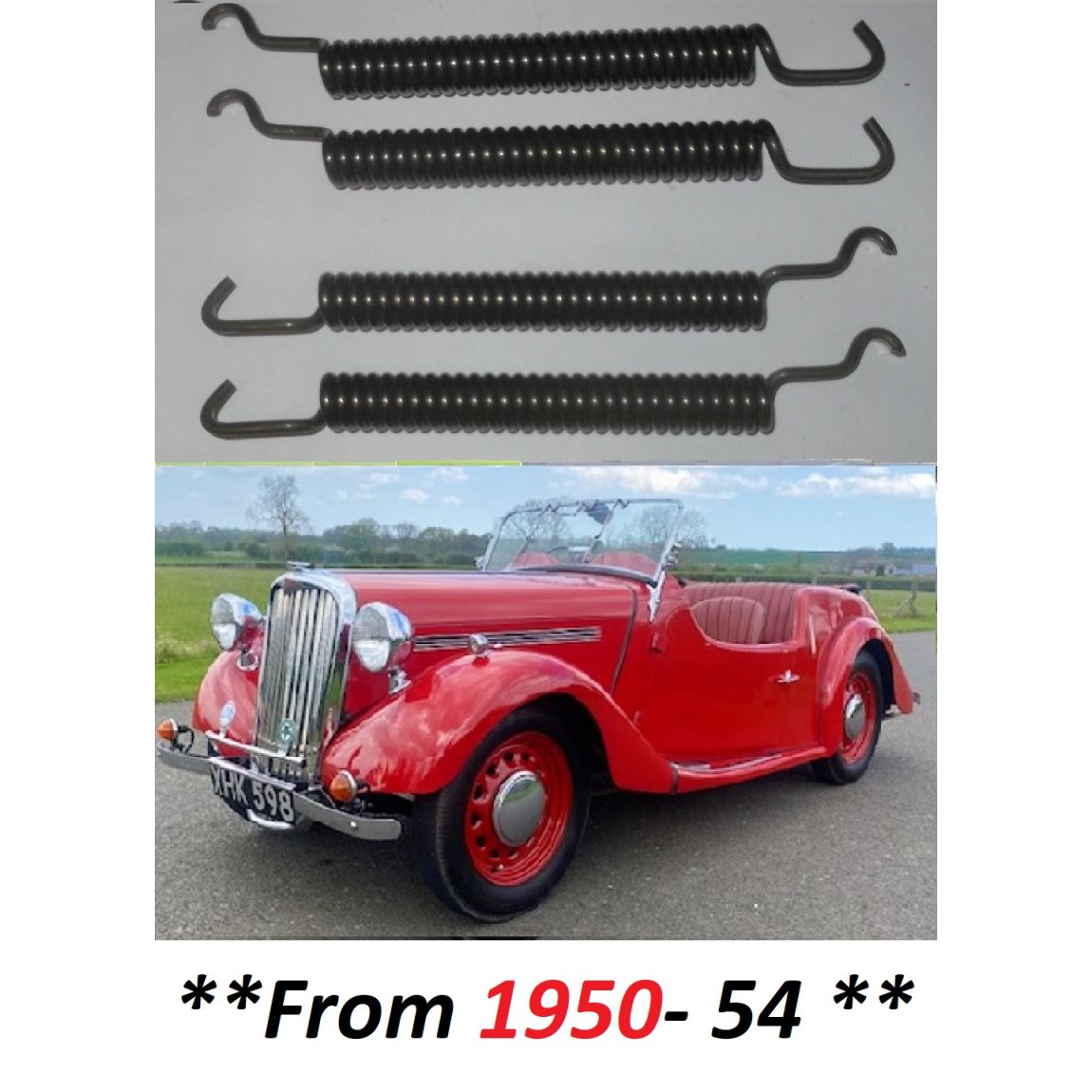 FRONT BRAKE SHOE SPRINGS x4 (Singer 9) (**From 1950- 54**) 