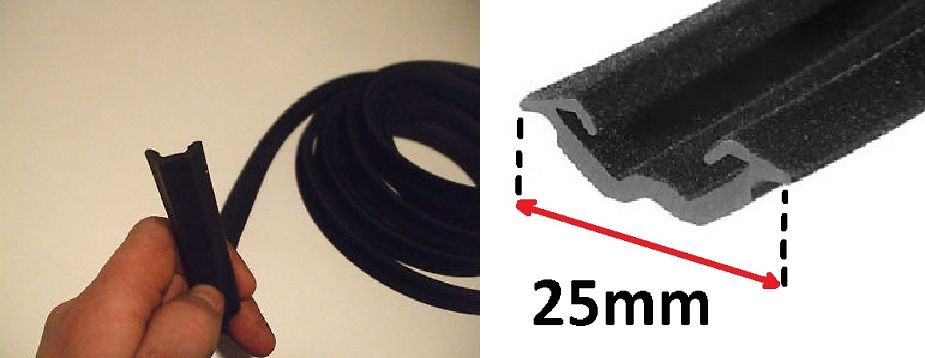 WINDOW CHANNEL FELT RUBBERS x2 (Ford Escort Mk1) (2 Door) (*SMALL SIZE 25mm*) (1968- 74) 