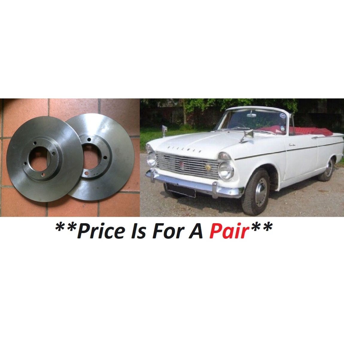 FRONT BRAKE DISCS x2 (Hillman Super Minx) (Ser 2,3,4&5) (From 1962- 67) 