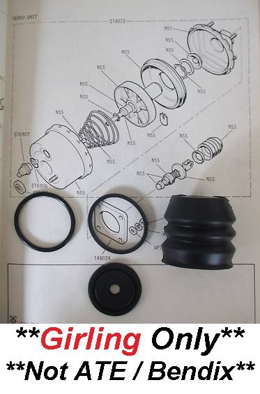 BRAKE SERVO REPAIR SEALS KIT (Ford Capri Mk1, Mk2 & Mk3) (1969- 87)