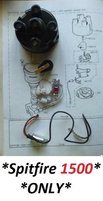 DISTRIBUTOR CAP POINTS ROTOR ARM CONDENSER (Triumph Spitfire 1500) (** From Dec 74- 80 **) 