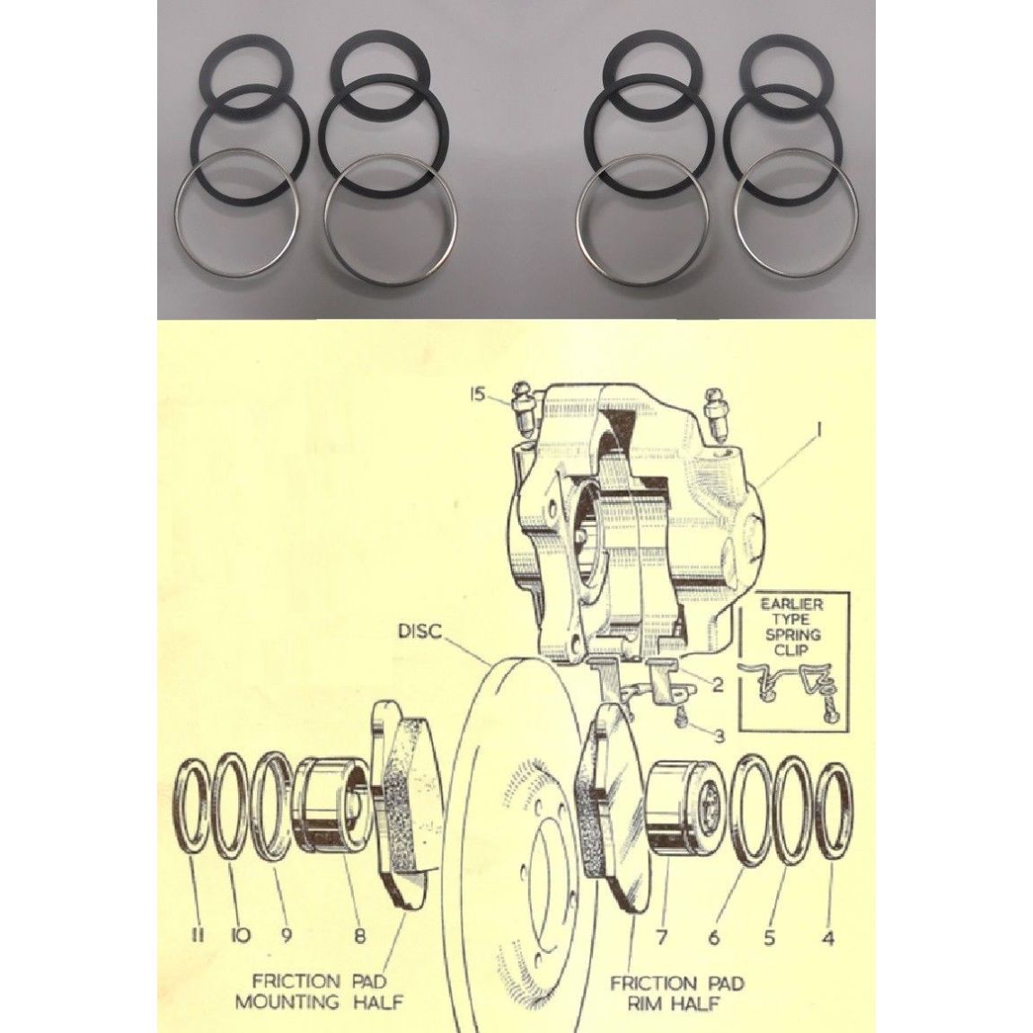 FRONT BRAKE CALIPER REPAIR SEALS KITS x2 (Austin A99, A110 Westminster) (**Mk1 Only**) (**1959- 64 Only**)