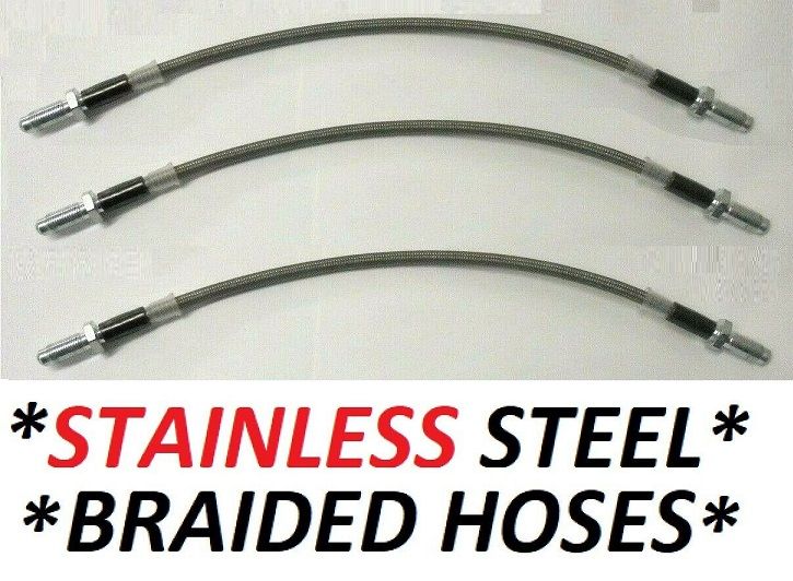 FRONT & REAR BRAKE HOSES (*STAINLESS STEEL BRAIDED*) x3 (Ford Capri Mk1) (1968- 74)