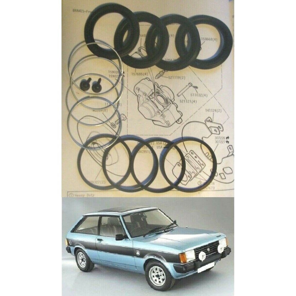 FRONT BRAKE CALIPER REPAIR SEALS KITS x2 (Sunbeam Talbot Lotus) (2.2 Litre) (1979- 82)