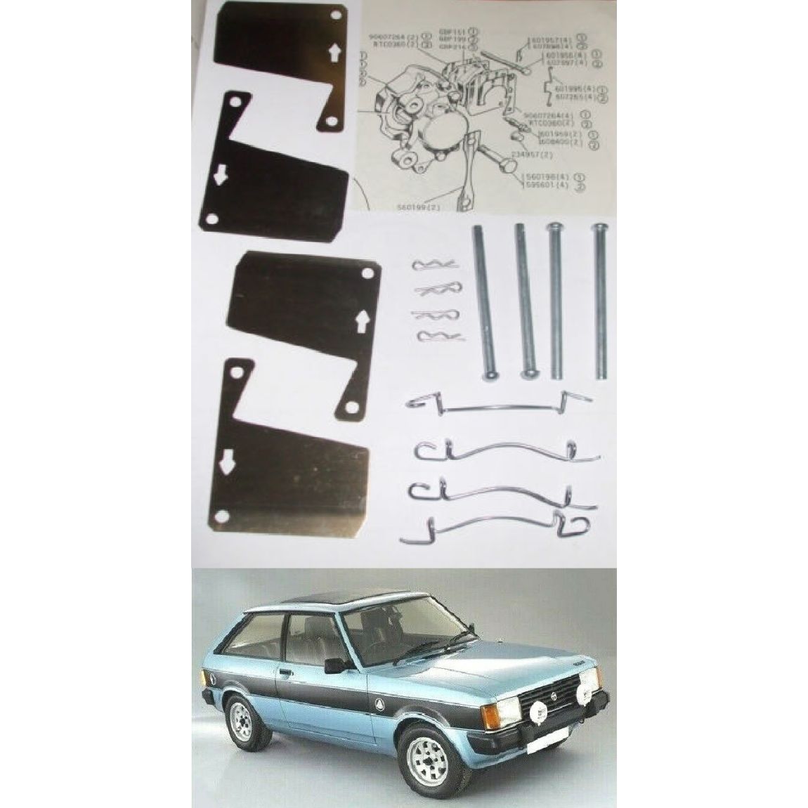 FRONT BRAKE PAD FITTING KIT - PINS & SHIMS (Sunbeam Talbot Lotus) (2.2 Litre) (1979- 82)
