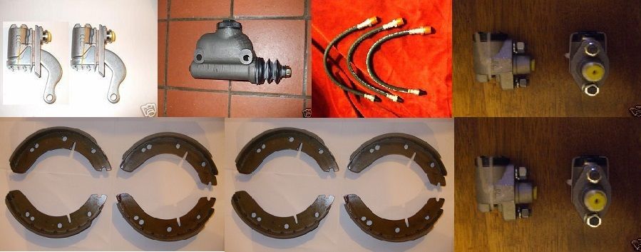 BRAKE MASTER CYLINDER (x1), HOSES (x3), WHEEL CYLINDERS (x6), SHOES (x2 SETS)  (MG TD & TF)  (1950- 55) 
