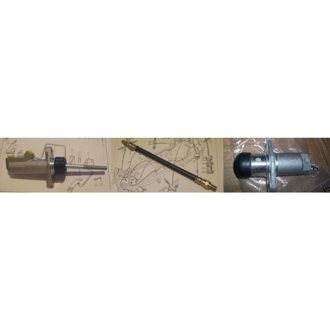 CLUTCH MASTER CYLINDER, SLAVE CYLINDER & HOSE (Triumph TR3 TR3a TR3b) (** From Ch.TS13046 **) (From 1957- 62) 