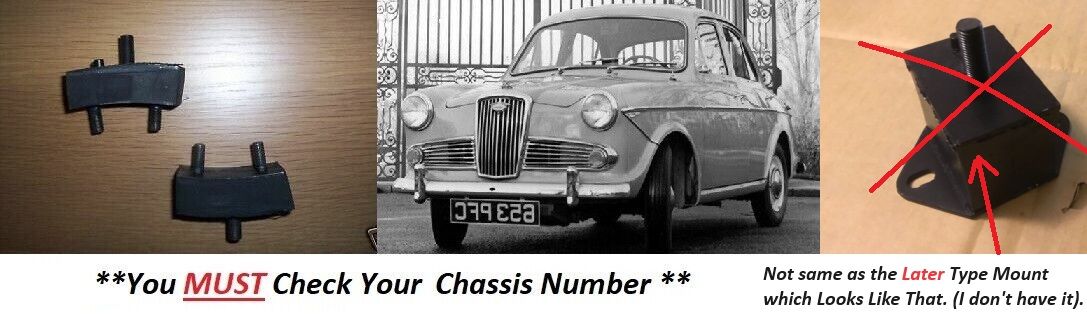 FRONT ENGINE MOUNTS x2 (Wolseley 1500 Saloon) (** Early Type - See Ch. No/ **) (1957- 65) 