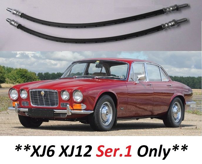 FRONT BRAKE HOSES x2 (Jaguar XJ6 & XJ12) (Ser.1) (**1968- Sep 73 Only**)