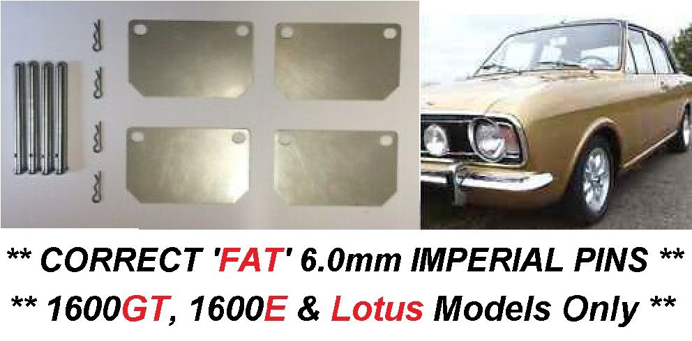 FRONT BRAKE PAD FITTING KIT - PINS & SHIMS (Ford Cortina Mk2) (1600e, 1600GT & Lotus) (1966- 70)